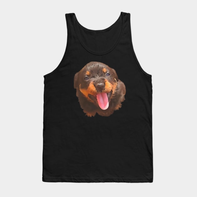 Cartoon Style Nerdy Rottweiler Puppy Sticking Tongue Out Tank Top by taiche